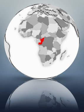 Kongo basit gri küre parlak yüzeyi tarih. 3D çizim.