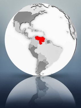 Venezuela basit gri küre parlak yüzeyi tarih. 3D çizim.