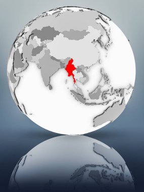 Myanmar basit gri küre parlak yüzeyi tarih. 3D çizim.