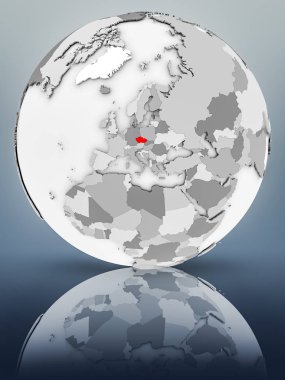 Çek Cumhuriyeti basit gri küre parlak yüzeyi tarih. 3D çizim.