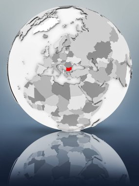 Bulgaristan basit gri küre parlak yüzeyi tarih. 3D çizim.