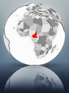 Kamerun basit gri küre parlak yüzeyi tarih. 3D çizim.