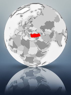 Türkiye basit gri küre parlak yüzeyi tarih. 3D çizim.