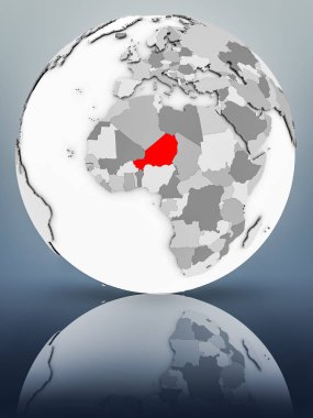 Nijer basit gri küre parlak yüzeyi tarih. 3D çizim.