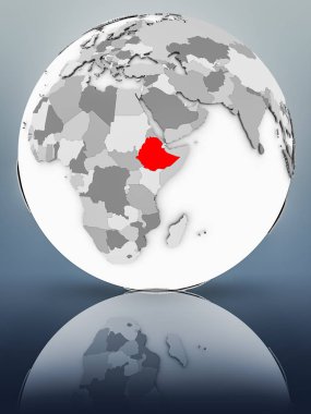 Etiyopya basit gri küre parlak yüzeyi tarih. 3D çizim.