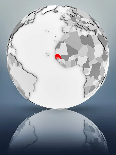 Сенегал Простий Сірий Глобусом Блискучі Поверхні Ілюстрація — стокове фото
