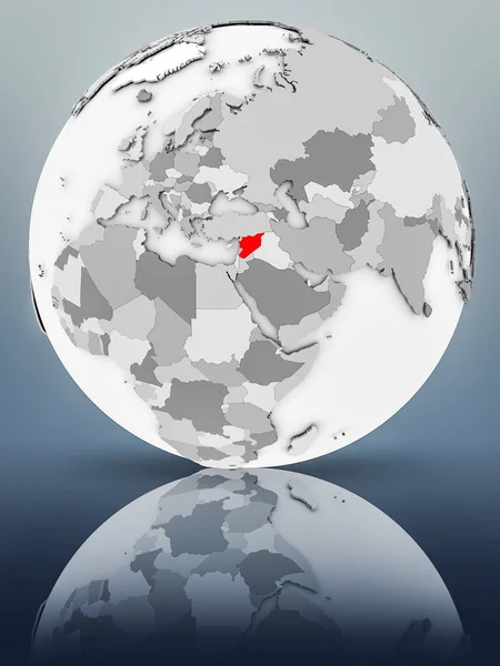 Сирія Простий Сірий Глобусом Блискучі Поверхні Ілюстрація — стокове фото