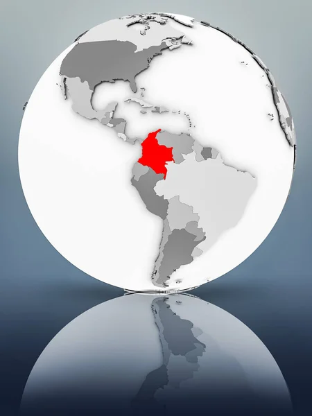 Colombia Eenvoudige Grijze Wereldbol Glimmend Oppervlak Illustratie — Stockfoto