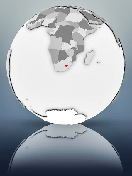 莱索托在简单的灰色地球在闪亮的表面 — 图库照片