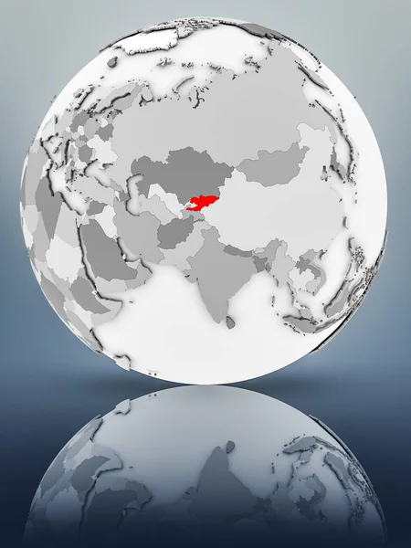 Kyrgyzstan Simple Gray Globe Shiny Surface Illustration — Stock Photo, Image