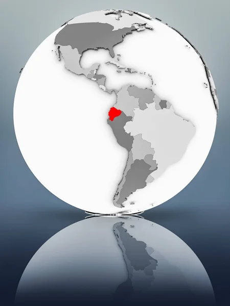 Équateur Sur Simple Globe Gris Sur Surface Brillante Illustration — Photo