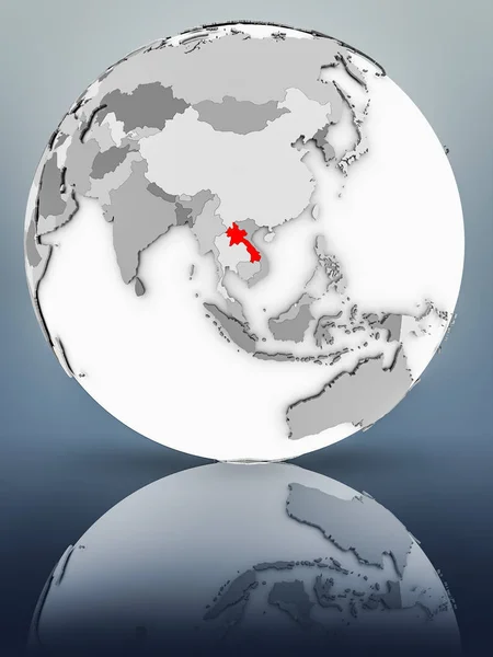 Лаос Простий Сірий Глобусом Блискучі Поверхні Ілюстрація — стокове фото