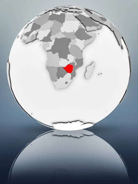 Zimbabwe Eenvoudige Grijze Wereldbol Glimmend Oppervlak Illustratie — Stockfoto