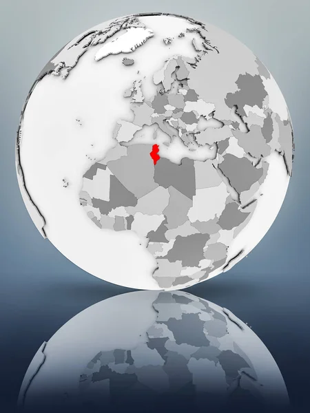 Туніс Простий Сірий Глобусом Блискучі Поверхні Ілюстрація — стокове фото
