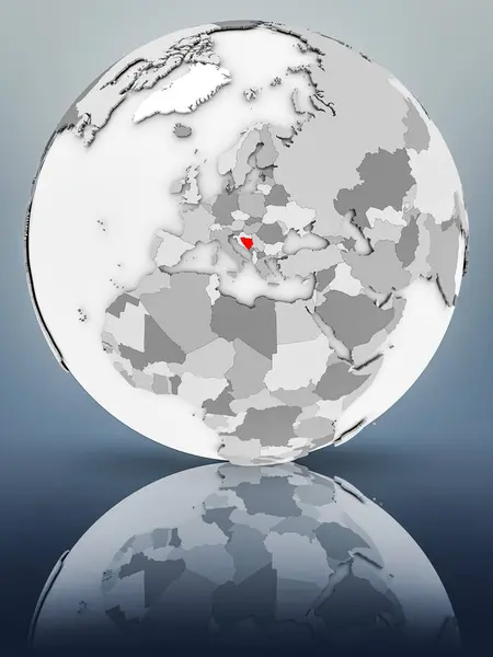 Боснія Герцеговина Простий Сірий Глобусом Блискучі Поверхні Ілюстрація — стокове фото