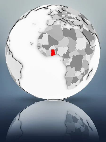 Ghana Simple Gray Globe Shiny Surface Illustration — Stock Photo, Image