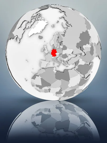 Duitsland Eenvoudige Grijze Wereldbol Glimmend Oppervlak Illustratie — Stockfoto