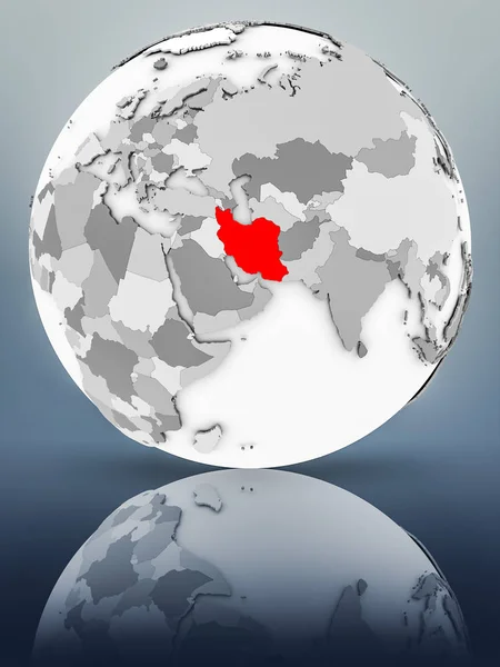 Iran Sur Simple Globe Gris Sur Surface Brillante Illustration — Photo