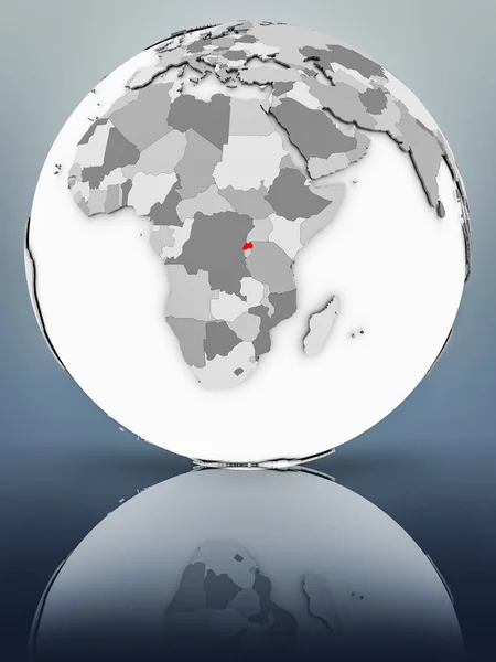 Rwanda Simple Gray Globe Shiny Surface Illustration — Stock Photo, Image