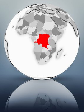 Demokratik Kongo Cumhuriyeti basit gri küre parlak yüzeyi tarih. 3D çizim.