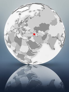 Azerbaycan basit gri küre parlak yüzeyi tarih. 3D çizim.