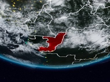 Kongo görünür ülke sınırları ile gece yeryüzünde. 3D çizim. Nasa tarafından döşenmiş bu görüntü unsurları.
