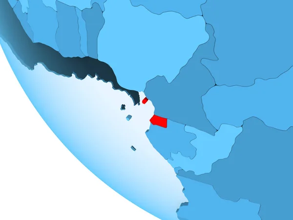 Экваториальная Гвинея Выделена Красным Голубом Политическом Глобусе Прозрачными Океанами Иллюстрация — стоковое фото