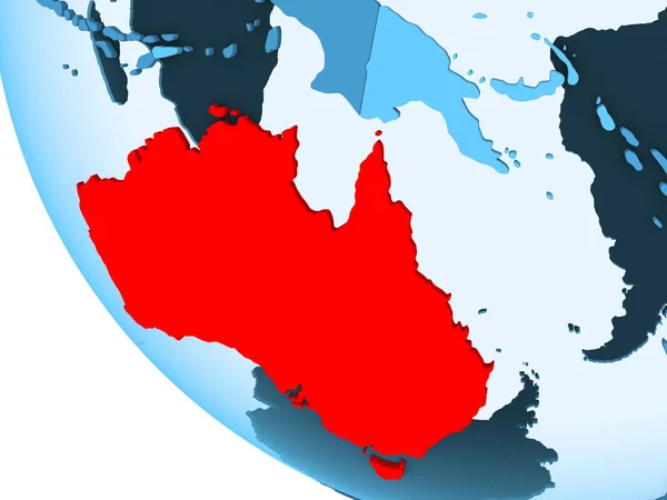 Αυστραλία Που Επισημαίνονται Κόκκινο Χρώμα Μπλε Πολιτικό Πλανήτη Διαφανή Ωκεανούς — Φωτογραφία Αρχείου