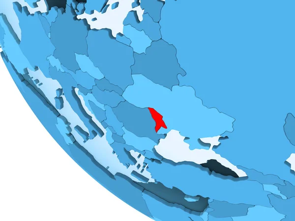 Mołdawia Zaznaczone Czerwono Niebieski Globus Polityczny Przezroczystym Oceanów Ilustracja — Zdjęcie stockowe