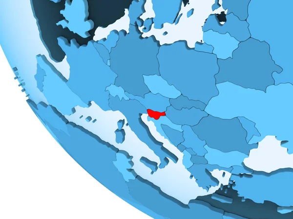 Словения Выделена Красным Голубом Политическом Глобусе Прозрачными Океанами Иллюстрация — стоковое фото