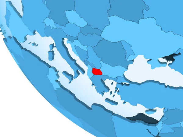 Macedónia Destacada Vermelho Globo Político Azul Com Oceanos Transparentes Ilustração — Fotografia de Stock