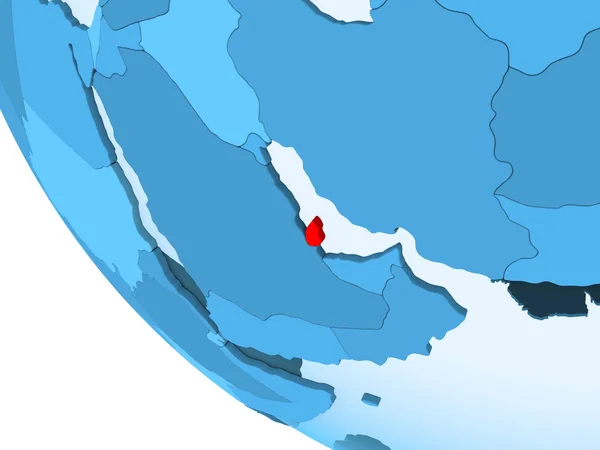 Qatar Highlighted Red Blue Political Globe Transparent Oceans Illustration — Stock Photo, Image