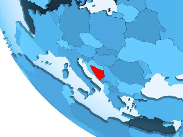 Bosnië Herzegovina Gemarkeerd Het Rood Blauwe Politieke Wereldbol Met Transparante — Stockfoto