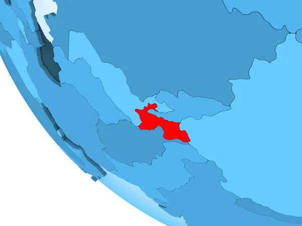 Tajiquistão Destacou Vermelho Globo Político Azul Com Oceanos Transparentes Ilustração — Fotografia de Stock