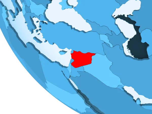 Сирія Виділено Червоним Кольором Синій Політичних Глобусом Допомогою Прозорих Океанів — стокове фото