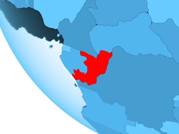 Конго Виділено Червоним Кольором Синій Політичних Глобусом Допомогою Прозорих Океанів — стокове фото