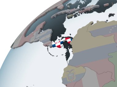 Panama katıştırılmış bayrak ile siyasi dünya üzerinde. 3D çizim.