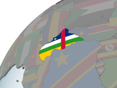 Orta Afrika katıştırılmış bayrak ile siyasi dünya üzerinde. 3D çizim.