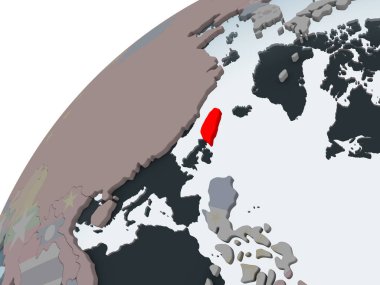 Tayvan katıştırılmış bayrak ile siyasi dünya üzerinde. 3D çizim.