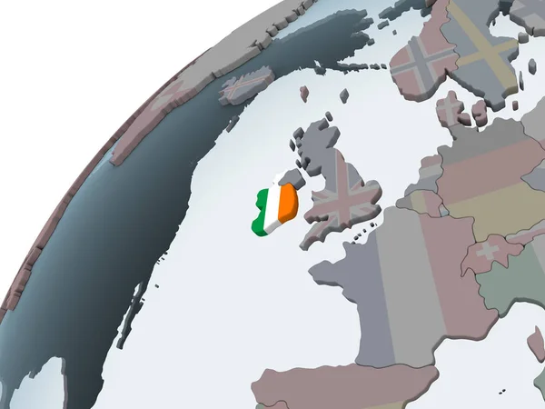 Irlanda Mundo Político Con Bandera Incrustada Ilustración — Foto de Stock