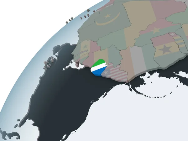 Sierra Leone Globus Polityczny Flagą Osadzonych Ilustracja — Zdjęcie stockowe