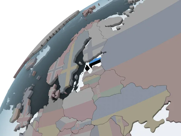 Estônia Globo Político Com Bandeira Embutida Ilustração — Fotografia de Stock