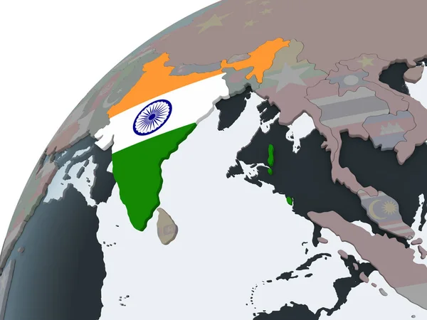 India Political Globe Embedded Flag Illustration — Stock Photo, Image