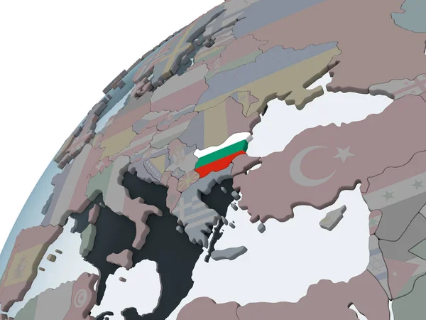 Bulgaria Sul Globo Politico Con Bandiera Incorporata Illustrazione — Foto Stock