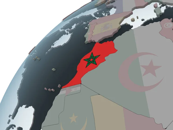 Marokko Auf Dem Politischen Globus Mit Eingebetteter Flagge Illustration — Stockfoto