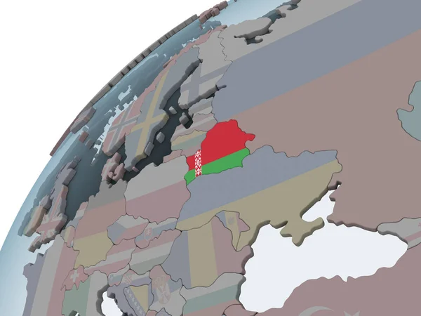 Vitryssland Politiska Jordglob Med Inbäddade Flagga Illustration — Stockfoto