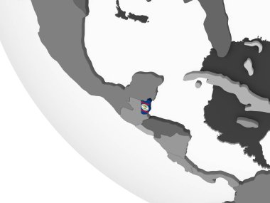 Belize katıştırılmış bayrak ile gri siyasi dünya üzerinde. 3D çizim.