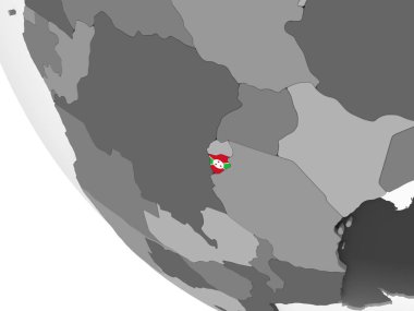 Burundi katıştırılmış bayrak ile gri siyasi dünya üzerinde. 3D çizim.