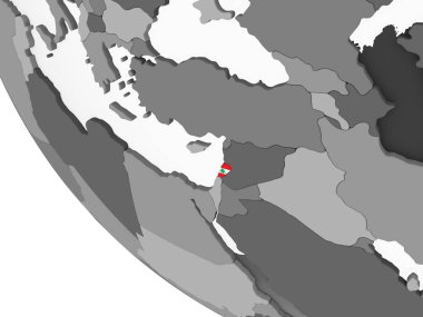 Lübnan katıştırılmış bayrak ile gri siyasi dünya üzerinde. 3D çizim.