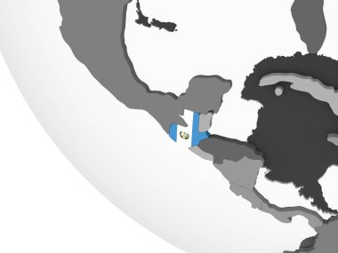 Guatemala katıştırılmış bayrak ile gri siyasi dünya üzerinde. 3D çizim.